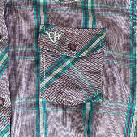 Cowgirl Hardware Womens Purple Plaid Long-Sleeve Western Shirt Size M - Picture 4 of 8